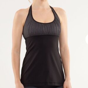 $58 Lululemon Namaste Tank Black/Heathered Black